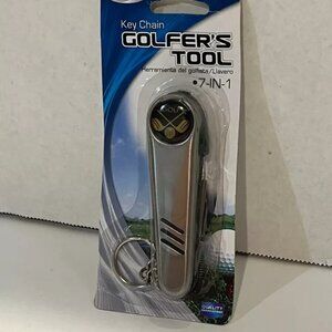 Golfer's Tool Key Chain 7-in-1 Accessory, Knife Ball Marker Brush, NEW